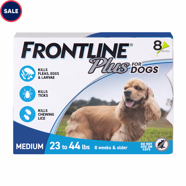 FRONTLINE Plus Flea and Tick Treatment for Medium Dogs Up to 23 to 44 lbs., 8 Treatments - Carousel image #1