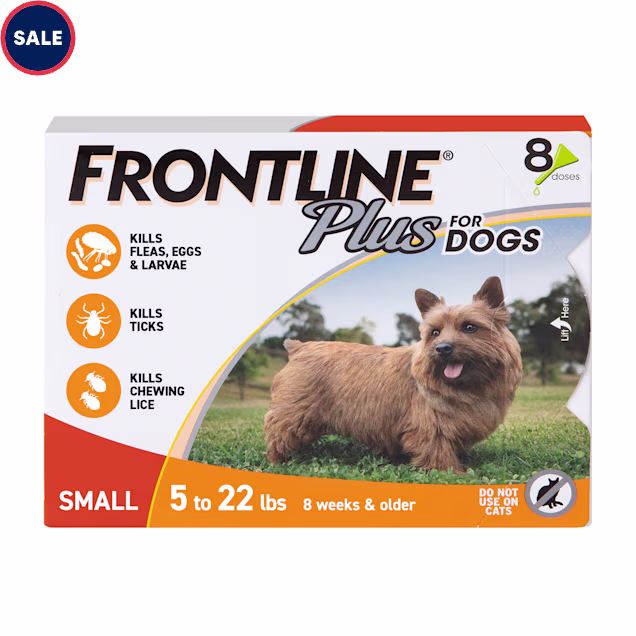 FRONTLINE Plus Flea and Tick Treatment for Small Dogs Upto 5 to 22 lbs., 8 Treatments - Carousel image #1