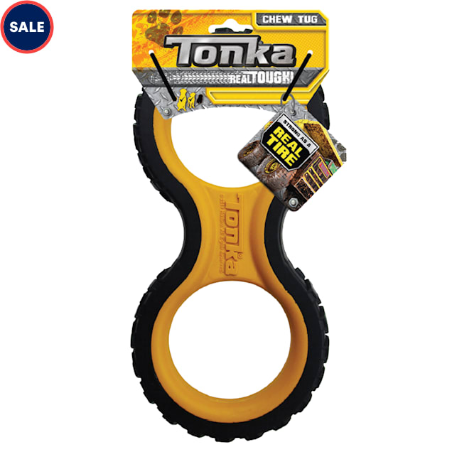 Tonka Rubber Yellow/Black Infinity Tread Tug Dog Toy, Medium - Carousel image #1