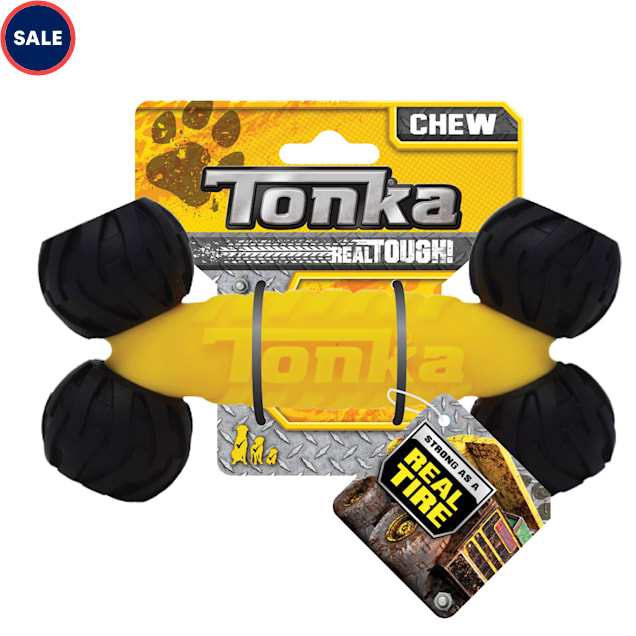 Tonka Rubber/Foam TRP Black/Yellow Bone Dog Toy, Small Petco