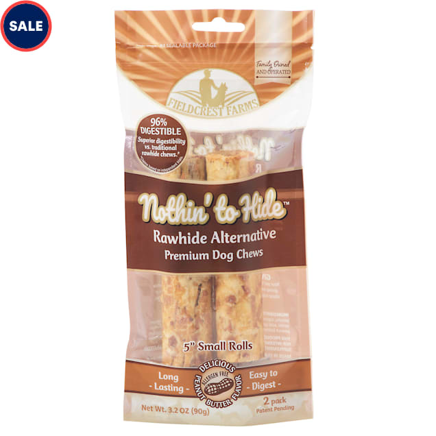 Fieldcrest Farms Nothin' to Hide 5" Small Roll Peanut Butter Flavored Dog Chew, 3.2 oz., Count of 2 - Carousel image #1