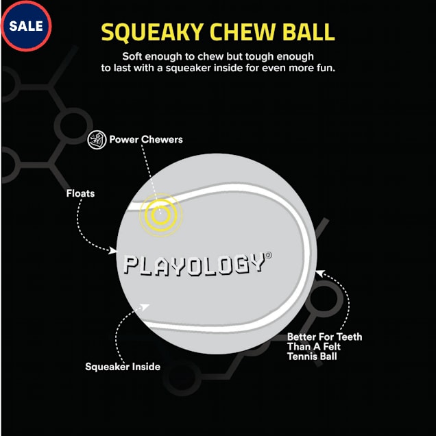 Playology Squeaky Chew Ball Bacon Dog Toy, Medium - Carousel image #1