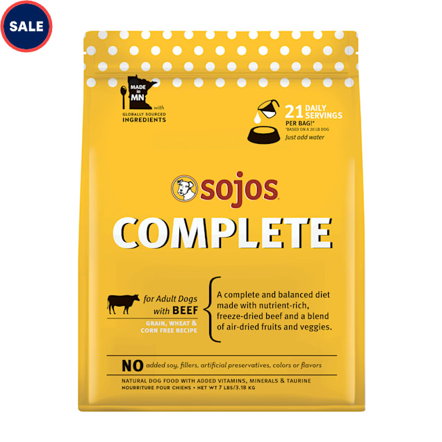 Sojos Complete Grain & Gluten Free Adult Beef Recipe Freeze Dried Raw Dog Food, 7 lbs. - Carousel image #1