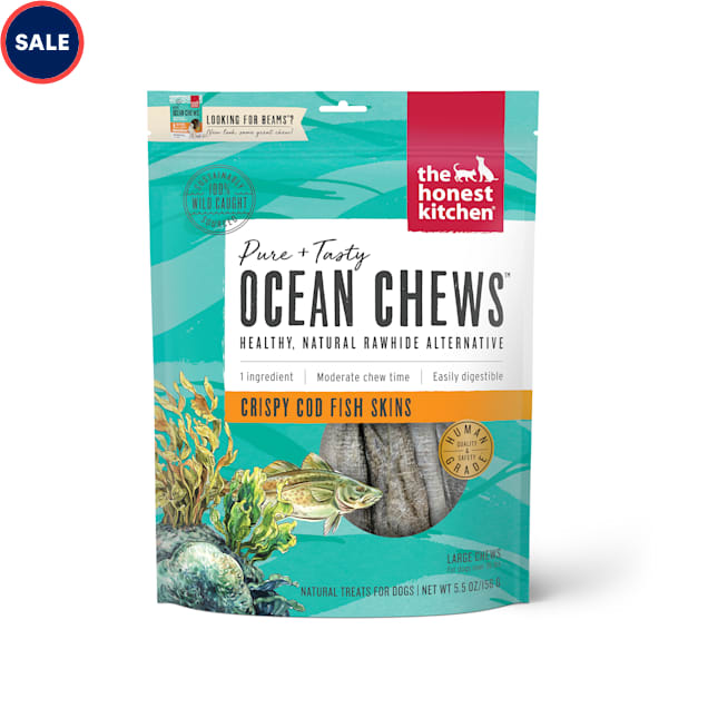 The Honest Kitchen Ocean Chews Crispy Cod Fish Skins Dog Treats, 5.5 oz. - Carousel image #1