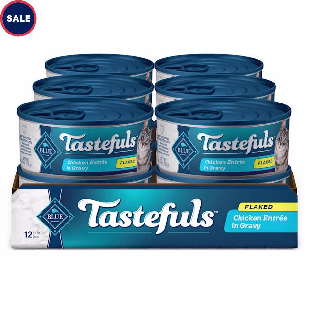 Blue Buffalo Tastefuls Flaked Chicken Entree in Gravy Natural Wet Food for Adult Cats, 5.5 oz., Case of 12 - Carousel image #1