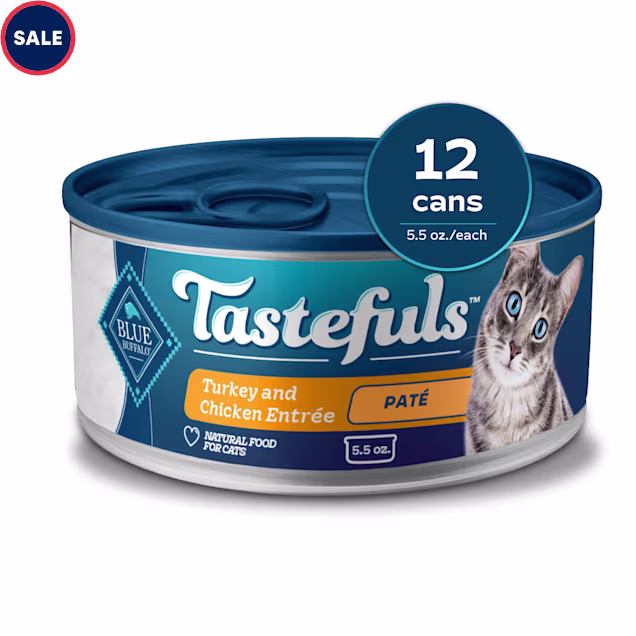 Blue Buffalo Tastefuls Made with Natural Ingredients, Turkey and Chicken Entree Wet Cat Food Pate, 5.5 oz., Case of 12 - Carousel image #1
