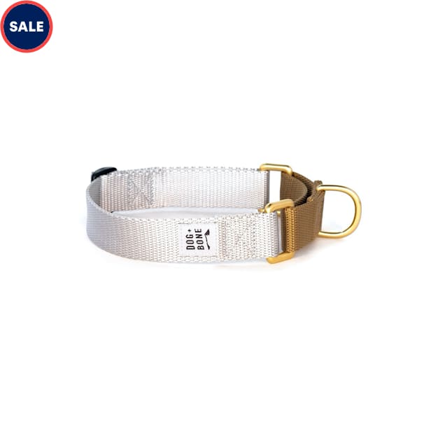 Dog + Bone Martingale Collar, Silver & Gold, Small - Carousel image #1