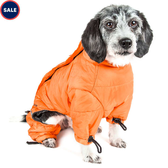 Dog Helios Orange Thunder Crackle Full Body Waded Plush Adjustable and 3M Reflective Dog Jacket X Small