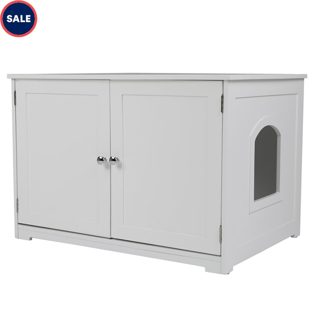 Zoovilla White Kitty Litter Loo Bench, 29.5" L X 20.8" W X 20" H - Carousel image #1
