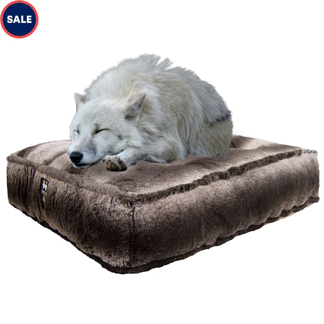 Bessie and Barnie Frosted Glacier Luxury Extra Plush Faux Fur Rectangle Dog Bed, 28" L X 24" W - Carousel image #1