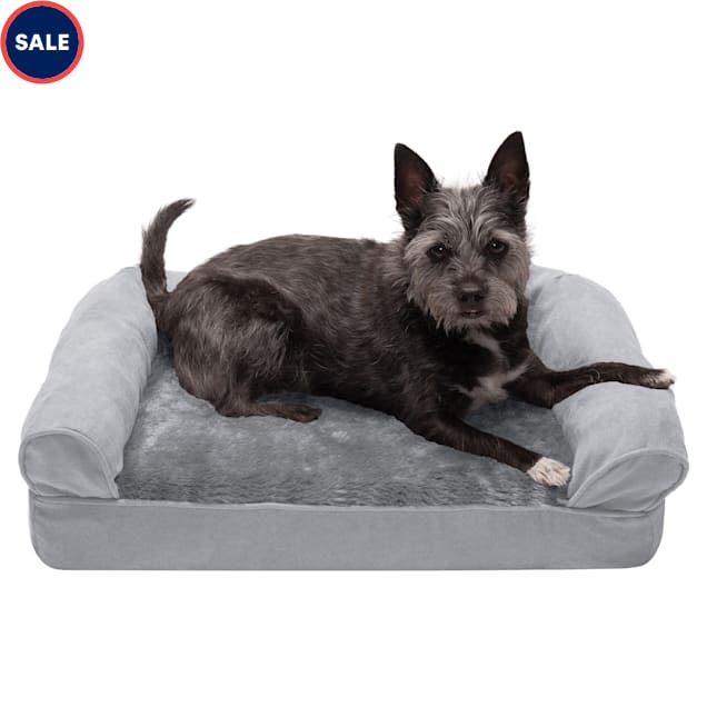 FurHaven Plush & Suede Full Support Sofa Pet Bed, 20" L X 15" W X 5.5" H, Gray - Carousel image #1