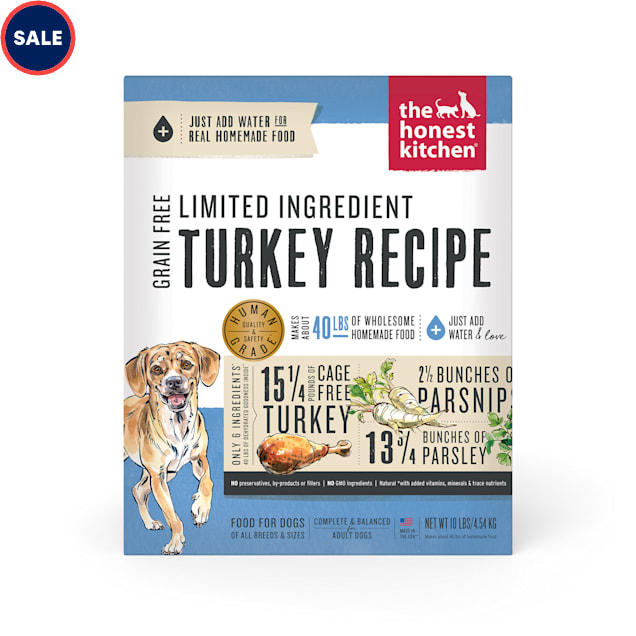 The Honest Kitchen Dehydrated Limited Ingredient Turkey Recipe Dog Food 10 lbs