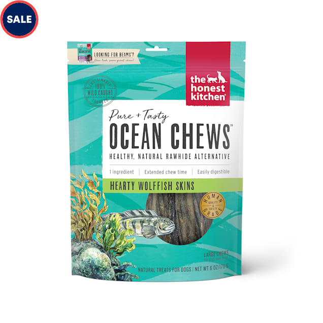The Honest Kitchen Ocean Chews Hearty Wolffish Skins Dog Treats, 6 oz. - Carousel image #1