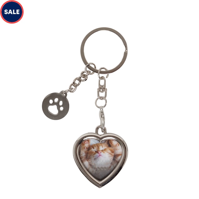 Pearhead Pet Heart-Shaped Photo and Pawprint Charm Metal Keychain - Carousel image #1