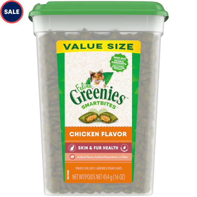 Greenies Feline Smartbites Soft Textured Skin And Fur, Chicken Flavored Cat Treats, 16 oz. - Carousel image #1