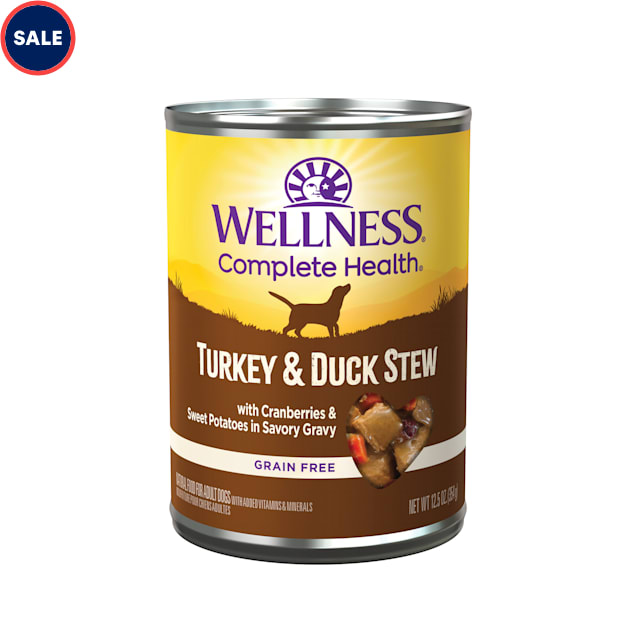 Wellness Turkey & Duck Stew with Sweet Potatoes & Cranberries Canned Dog Food, 12.5 oz., Case of 12 - Carousel image #1