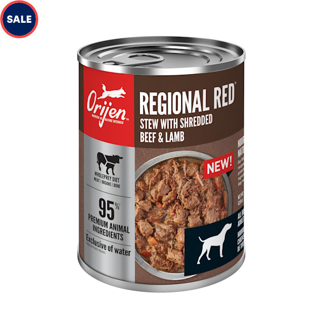 ORIJEN Grain-Free Real Meat Shreds Regional Stew Premium Wet Dog Food, 12.8 oz., Case of 12 - Carousel image #1