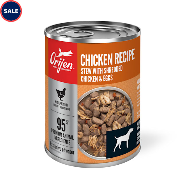 ORIJEN Grain-Free Real Meat Shreds Chicken Recipe Stew Premium Wet Dog Food, 12.8 oz., Case of 12 - Carousel image #1