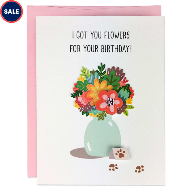 Moose & Pig Flowers Dog Birthday Card - Carousel image #1