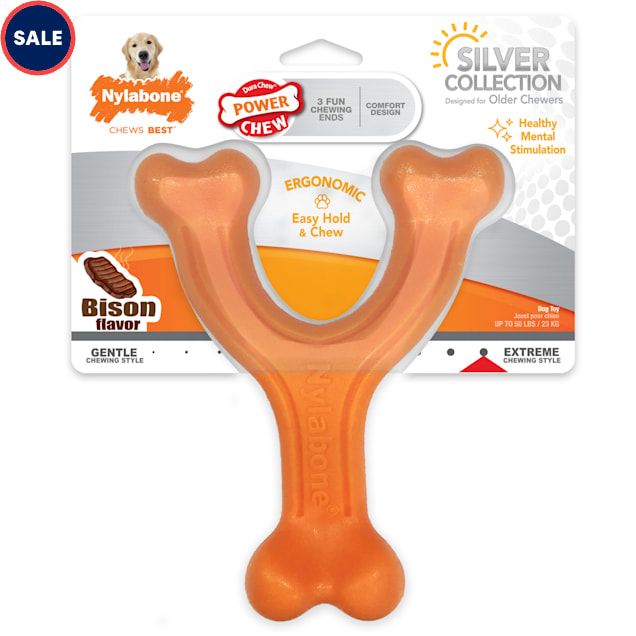 Nylabone Wishbone Bison Flavor Senior Dog Chew Toy, Medium