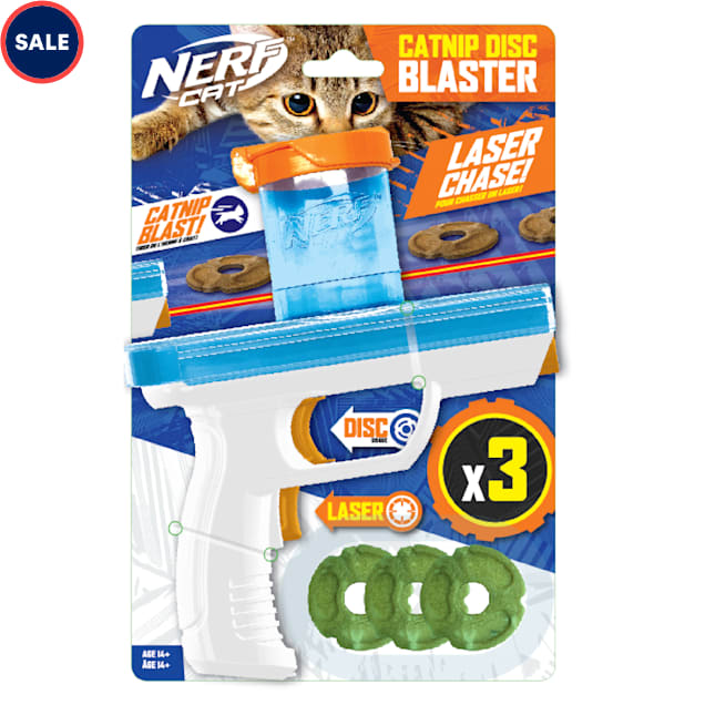 Nerf Catnip Disc Blaster Cat Toy, Small, Pack of 3 - Carousel image #1