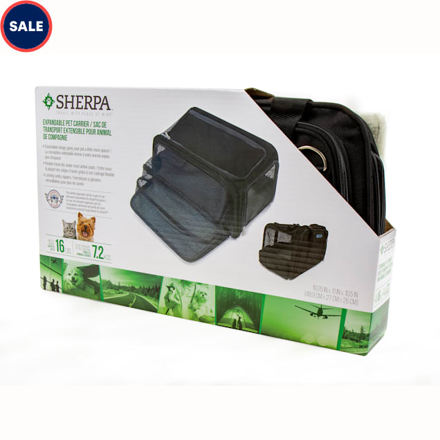 Sherpa Black Expandable, Airline Approved & Guaranteed On Board Travel Pet Carrier, 19.5" L X 11" W X 10.5" H - Carousel image #1