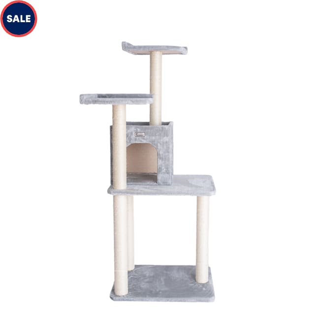 Gleepet Silver Gray With Two Door Condo Real Wood Cat Tree 57