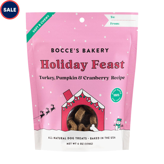 Bocce’s Bakery All-Natural Holiday Feast Soft & Chewy Dog Treats, 6 oz