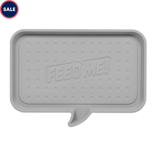 Iris Light Gray "FEED ME" Pet Feeding Mat, Small Petco