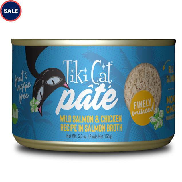 Tiki Cat Luau Wild Salmon & Chicken Pate Wet Cat Food, 5.5 oz. - Carousel image #1