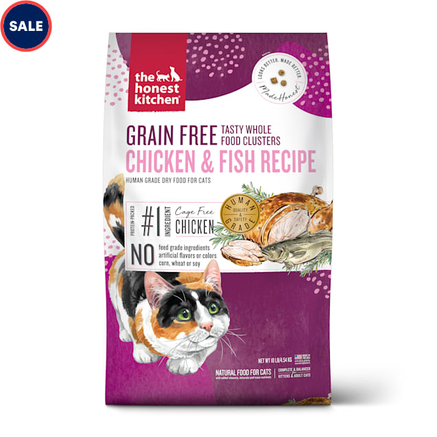 The Honest Kitchen Whole Food Clusters Grain Free Chicken & Fish Dry Cat Food, 10 lbs. - Carousel image #1