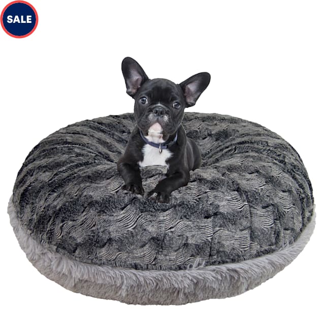 Bessie and Barnie Signature Siberian Grey/Arctic Seal Luxury Extra Plush Faux Fur Bagel Pet Bed, 24" L X 24" W X 10" H - Carousel image #1
