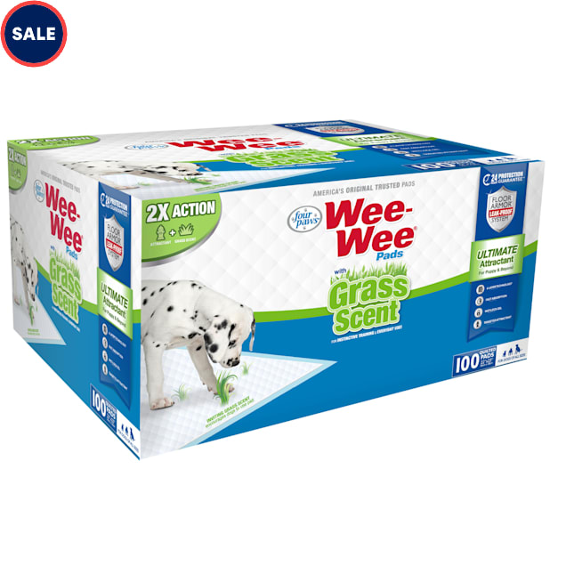 Four Paws Wee-Wee Grass Scented Puppy Pads, Count of 100 - Carousel image #1