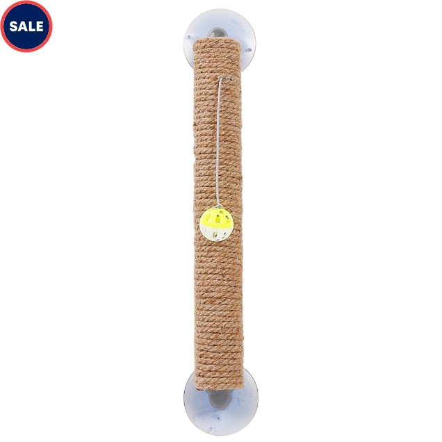 Pet Life Brown 'Stick N' Claw' Sisal Rope and Toy Suction Cup Stick Shaped Cat Scratcher - Carousel image #1