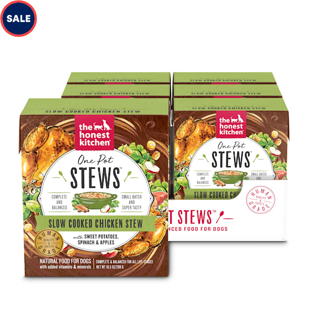 The Honest Kitchen One Pot Stews Slow Cooked Chicken Stew with Sweet Potato Spinach Apples Wet Dog Food 10.5 oz. Case of 6