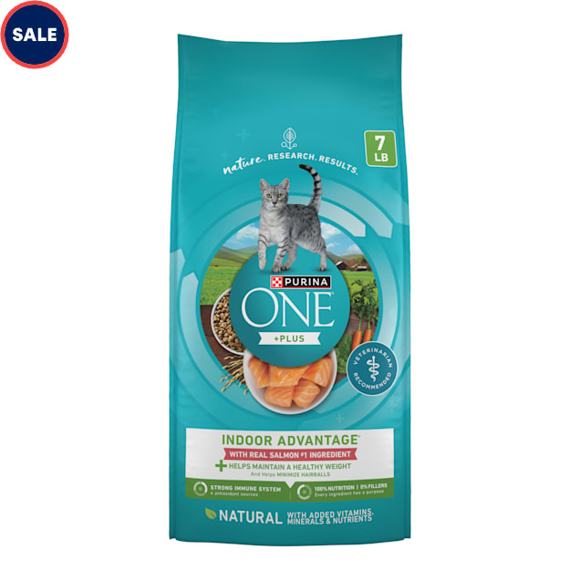 Purina ONE High Protein Indoor Advantage With Real Salmon Natural Low Fat Weight Control Dry Cat Food 7 lbs