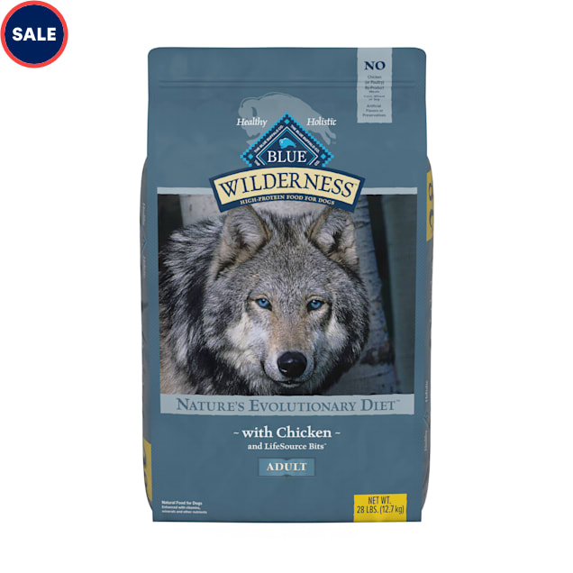 Blue Buffalo Wilderness Natural Adult High Protein Grain Free Chicken Dry  Dog Food, 28 lbs.