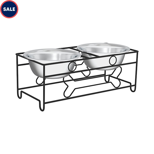 Pet Adobe Modern Double Elevated Dog Bowls Medium Pack of 2 Petco