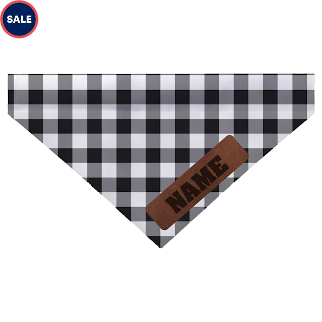 Custom Personalization Solutions Black and White Plaid Dog Bandana - Carousel image #1
