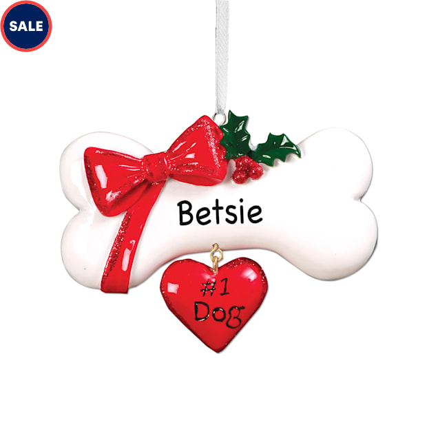 Custom Personalization Solutions #1 Dog Bone with Bow Personalized Christmas Tree Ornament - Carousel image #1