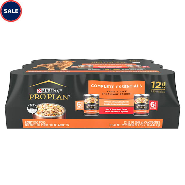 Purina Pro Plan Complete Essentials High Protein Classic Pate Entrees Adult Wet Dog Food Variety Pack, 13 oz. - Carousel image #1
