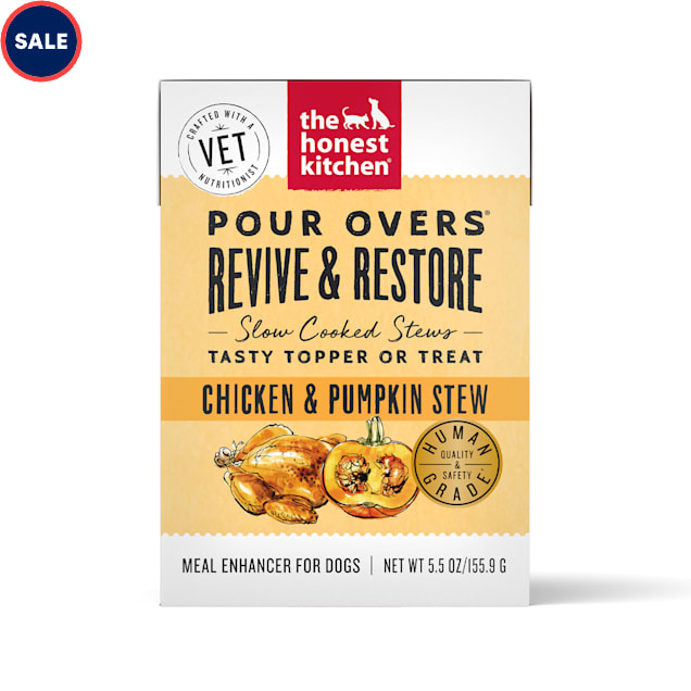The Honest Kitchen Revive & Restore Pour Overs with Chicken & Pumpkin Stew Wet Dog Food, 5.5 oz., Case of 12 - Carousel image #1
