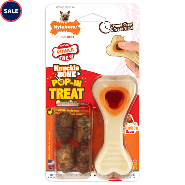 Nylabone Power Chew Knuckle Bone Pop In Treat Combo Chicken Dog