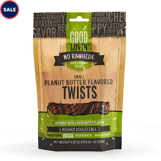Good Lovin' Rawhide Free Small Peanut Butter Twist Dog Treats, 6.02 oz