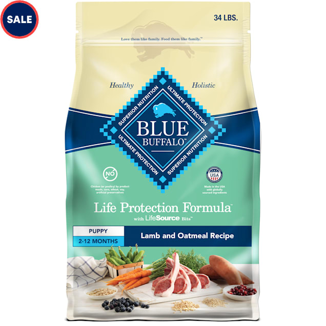 Blue Buffalo Blue Life Protection Formula Puppy Lamb Oatmeal Recipe Dry Dog Food 34 lbs