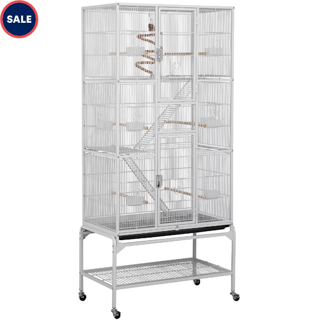 Topeakmart White Large Bird Cage with Rolling Detachable Stand, 69" H - Carousel image #1