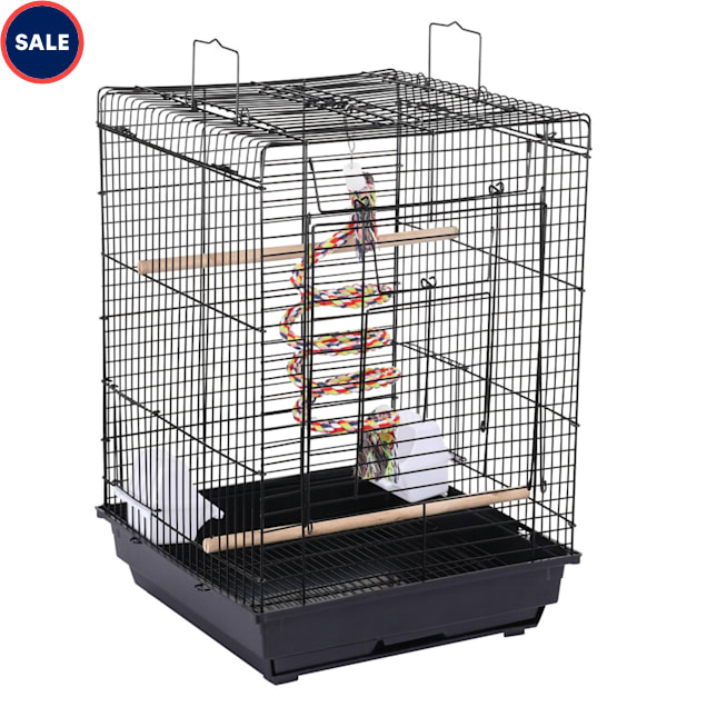 Topeakmart Black Small Bird Cage with Open Play Top, 23" H - Carousel image #1