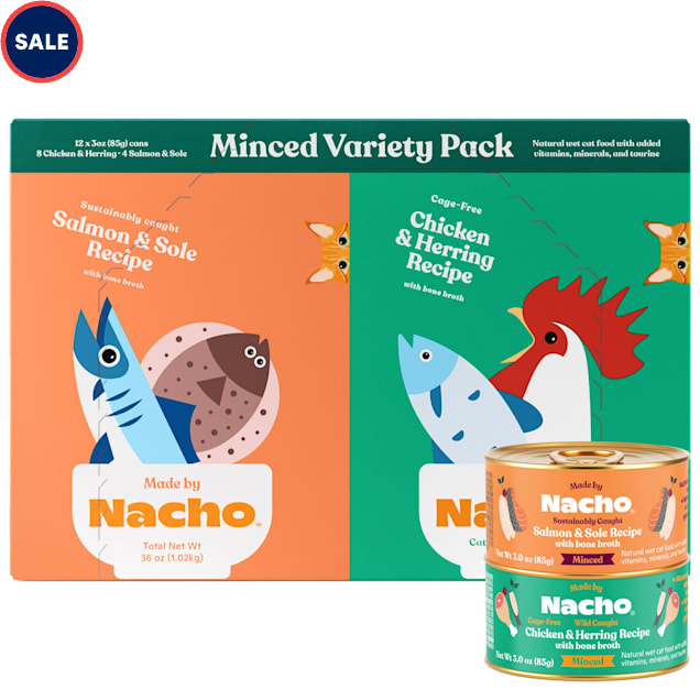 Made by Nacho Minced Chicken, Herring, Salmon & Sole Wet Cat Food