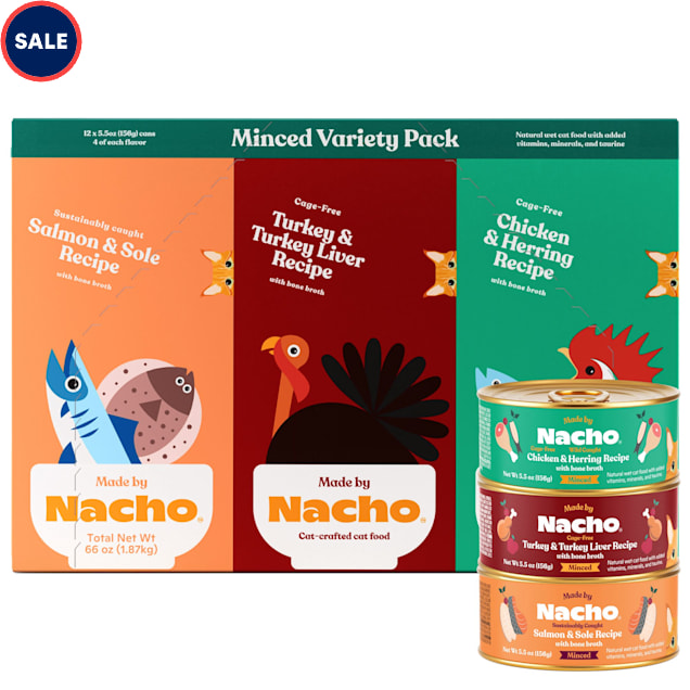 Made by Nacho Minced Chicken, Herring, Salmon, Sole, Turkey and Liver