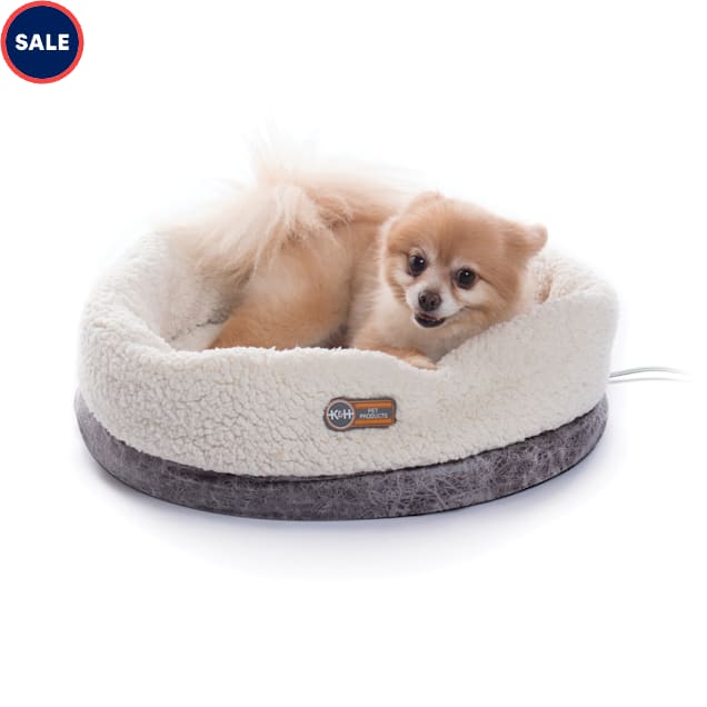 K&H Gray Thermo-Snuggle Cup Bomber - Indoor Heated Dog Bed, 14" L X 18" W - Carousel image #1